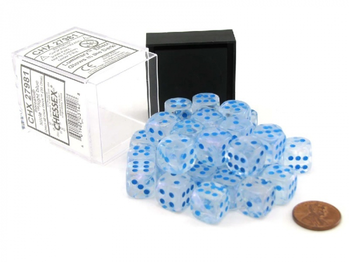 Chessex Borealis Dice Block 12mm Icicle/light blue Luminary D6 (36 dice) [2]
