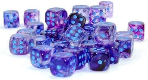 Chessex Nebula Dice Block 12mm Nocturnal/blue Luminary D6 (36 dice) [2]