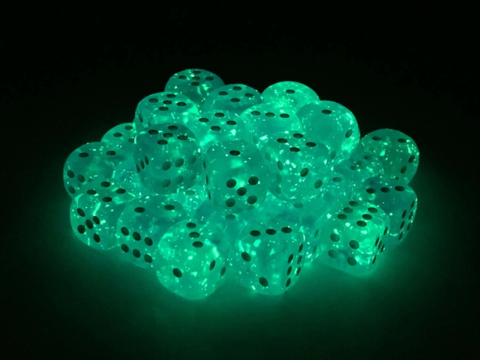 Chessex Borealis Dice Block 12mm Sky Blue/white Luminary D6 (36 dice) [3]