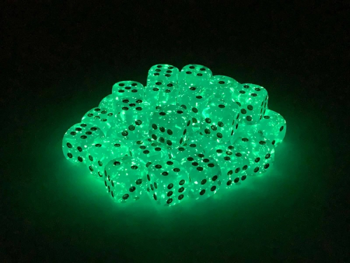 Chessex Borealis Dice Block 12mm Teal/gold Luminary D6 (36 dice) [3]