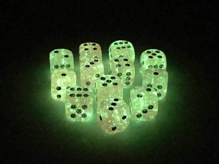 Chessex Borealis Dice Block 16mm Pink/silver Luminary D6 (12 dice) [3]