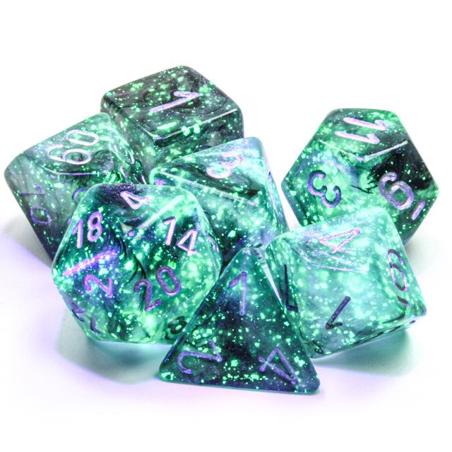 Chessex Borealis Polyhedral Dice Set Light Smoke/silver Luminary (7 dice) [3]