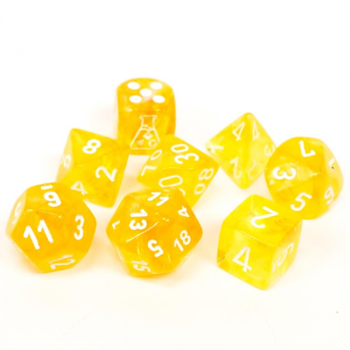 Chessex Borealis Polyhedral Dice Set Canary/white Luminary (7 dice) (with bonus die) [2]