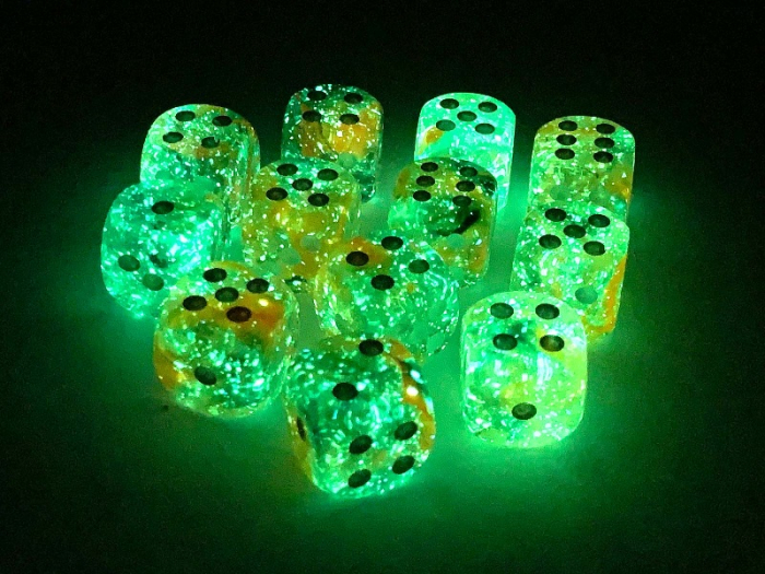 Chessex Nebula Dice Block 16mm Spring/white Luminary D6 (12 dice) [3]