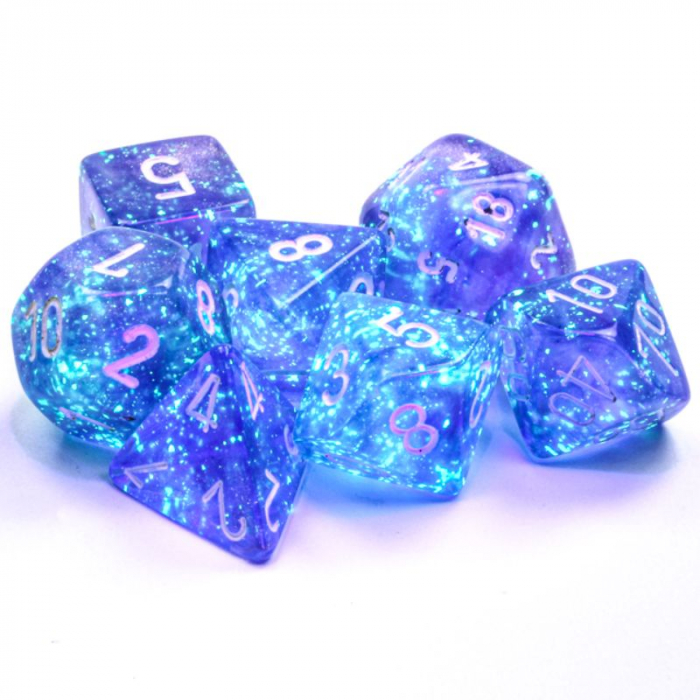 Chessex Borealis Polyhedral Dice Set Purple/white Luminary (7 dice) [2]