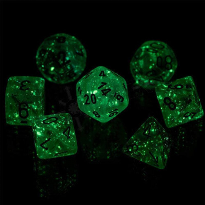 Chessex Borealis Polyhedral Dice Set Light Green/gold Luminary (7 dice) [2]