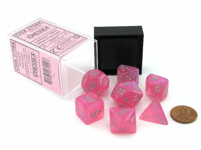 Chessex Borealis Polyhedral Dice Set Pink/silver Luminary (7 dice) [2]