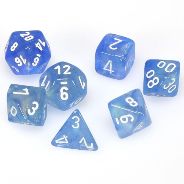 Chessex Borealis Polyhedral Dice Set Sky Blue/white (7 dice) [2]