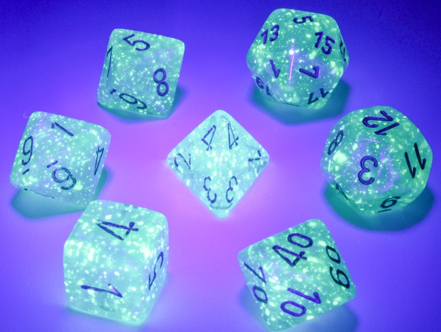 Chessex Borealis Polyhedral Dice Set Teal/gold Luminary (7 dice) [3]