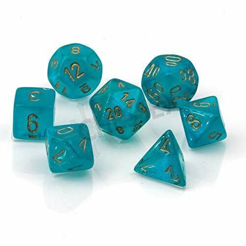 Chessex Borealis Polyhedral Dice Set Teal/gold Luminary (7 dice) [4]
