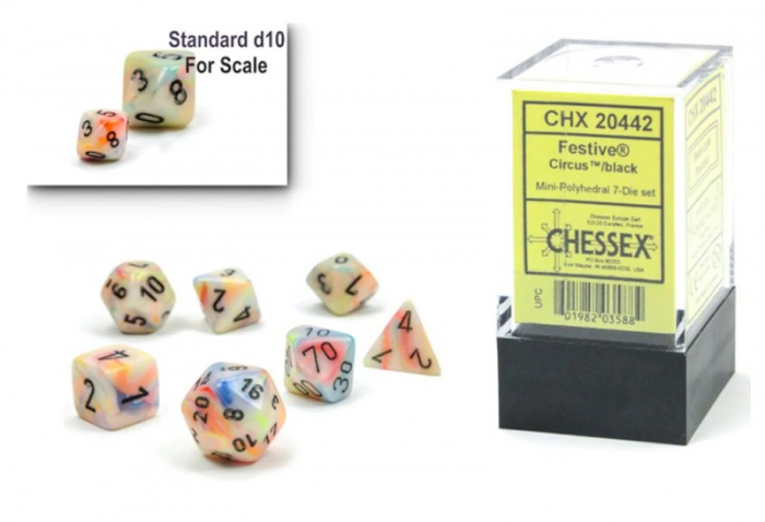 Chessex Festive Mini-Polyhedral Dice Set Circus/black (7 dice) [3]