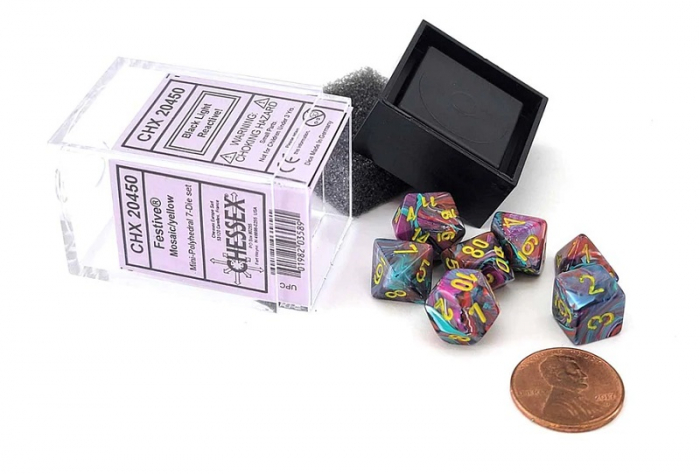 Chessex Festive Mini-Polyhedral Dice Set Mosaic/yellow (7 dice) [2]
