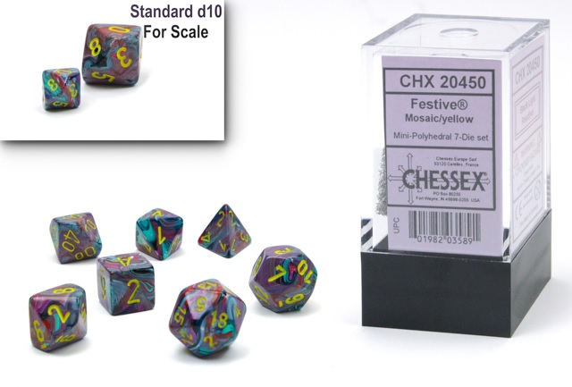 Chessex Festive Mini-Polyhedral Dice Set Mosaic/yellow (7 dice) [3]