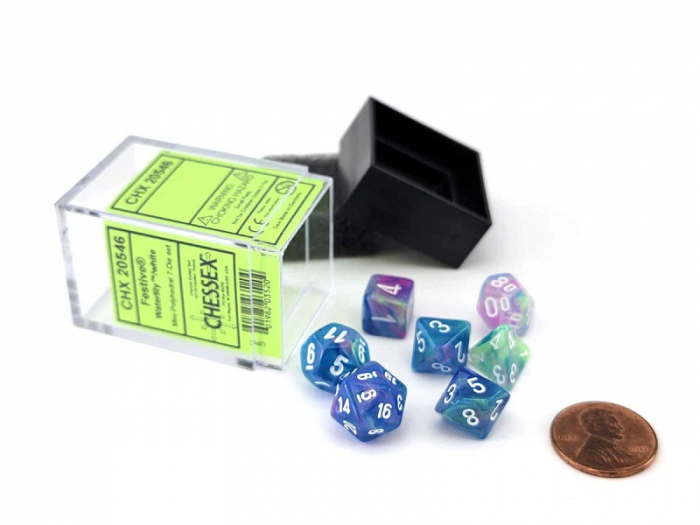 Chessex Festive Mini-Polyhedral Dice Set Waterlily/white (7 dice) [2]
