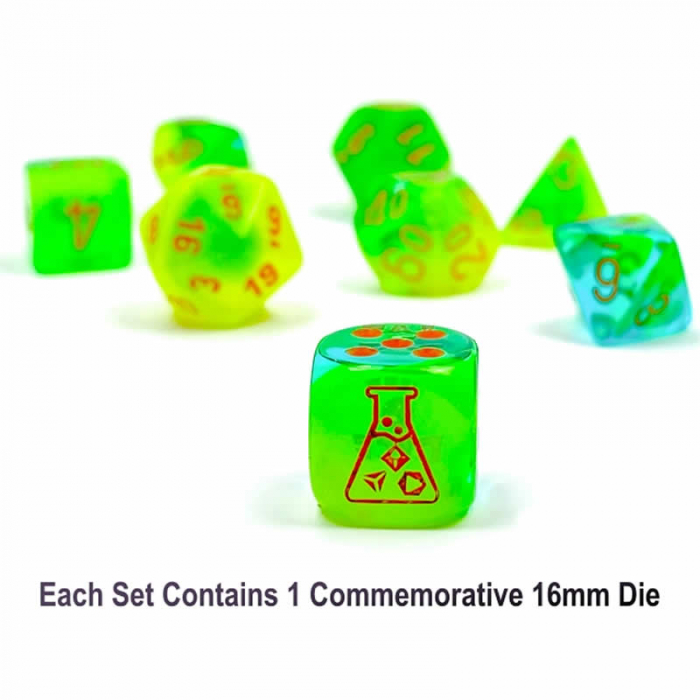 Chessex Gemini Polyhedral Plasma Dice Set Green-Teal/orange Luminary (7 dice) [3]