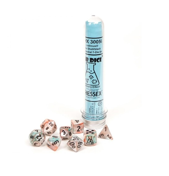 Chessex Lustrous Polyhedral Dice Set Sea Shell/black Luminary (7 dice) (with bonus die) [2]