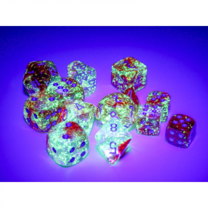 Chessex Nebula Dice Block 12 mm Red/silver Luminary D6 (36 dice) [3]
