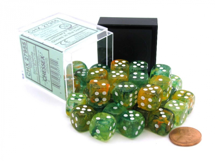Chessex Nebula Dice Block 12 mm Spring/white Luminary D6 (36 dice) [2]