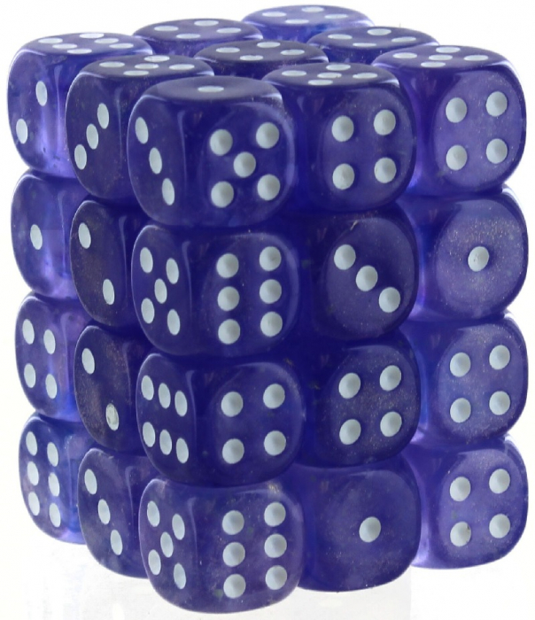 Chessex Borealis Dice Block 12mm Purple/white Luminary D6 (36 dice) [2]
