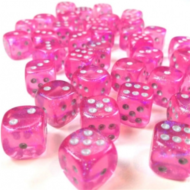 Chessex Borealis Dice Block 12mm Pink/silver Luminary D6 (36 dice) [2]