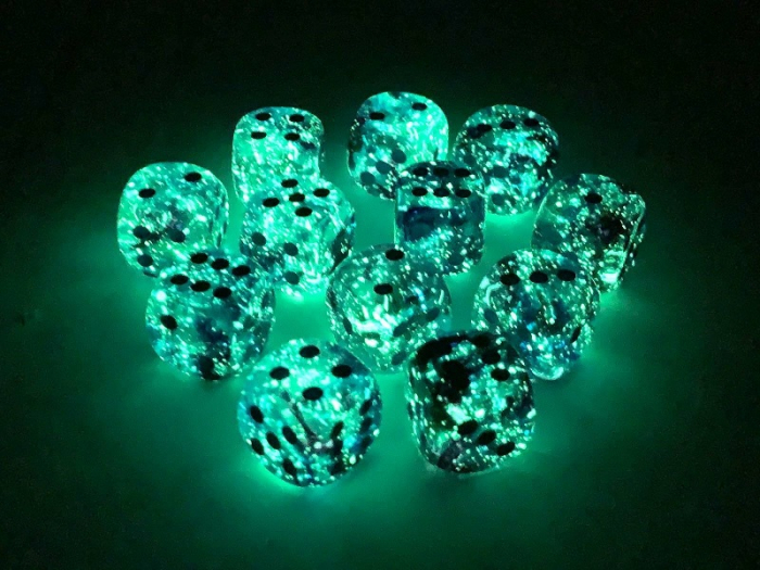 Chessex Nebula Dice Block 16mm Nocturnal/blue Luminary D6 (12 dice) [3]