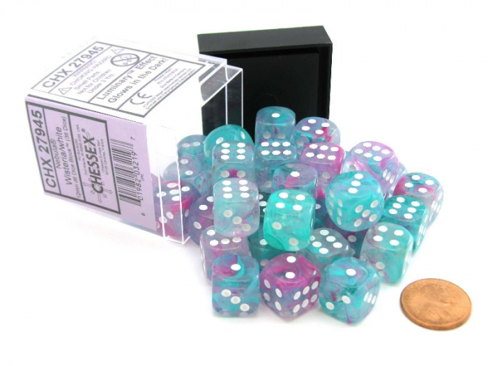 Chessex Nebula Dice Block 12mm Wisteria/white Luminary D6 (36 dice) [3]
