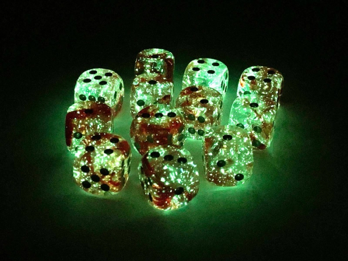 Chessex Nebula Dice Block 16mm Red/silver Luminary D6 (12 dice) [3]