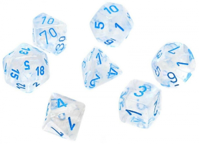 Chessex Borealis Polyhedral Dice Set Icicle/light blue Luminary (7 dice) [3]