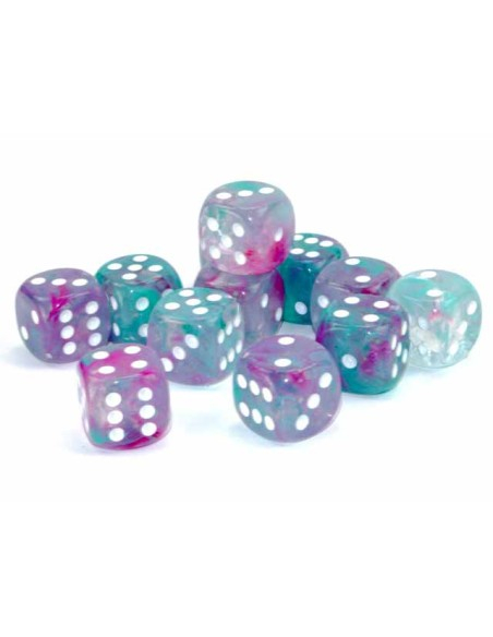Chessex Nebula Dice Block 16mm Wisteria/white Luminary D6 (12 dice) [2]