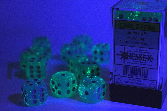 Chessex Dice Block 16mm Luminary Sky/silver D6 (12 dice) [3]