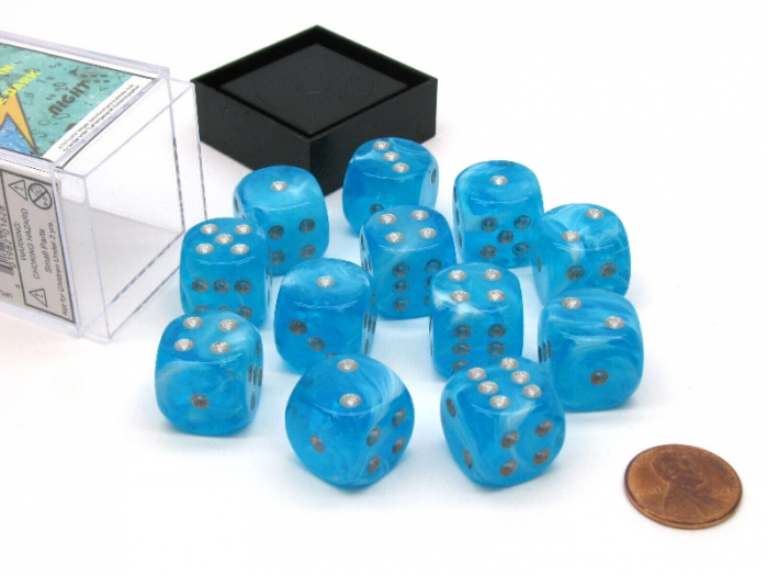 Chessex Dice Block 16mm Luminary Sky/silver D6 (12 dice) [4]
