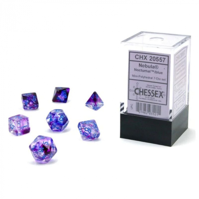 Chessex Nebula Mini-Polyhedral Dice Set Nocturnal/blue Luminary (7 dice) [2]