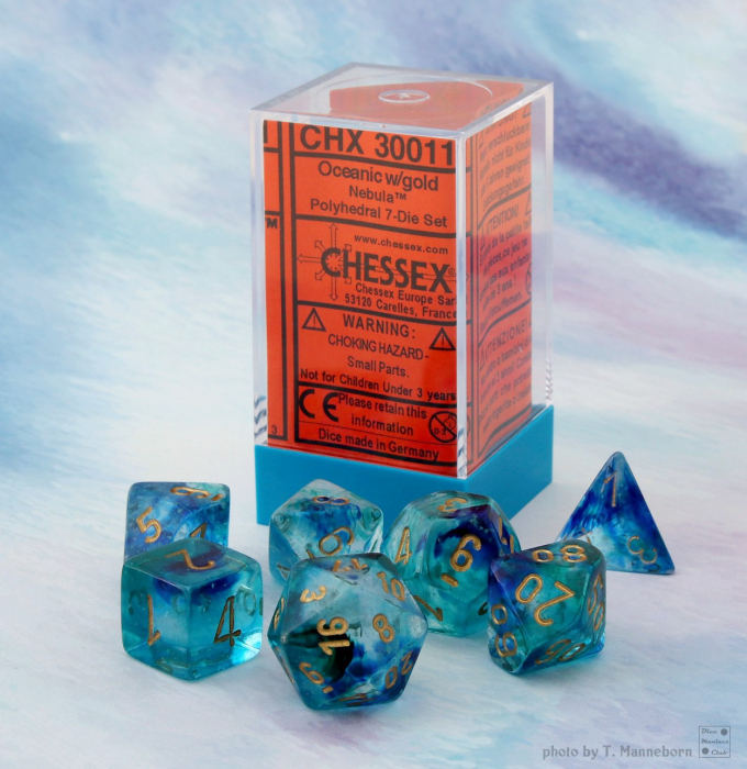 Chessex Nebula Polyhedral Dice Set Oceanic/gold Luminary (7 dice) [3]