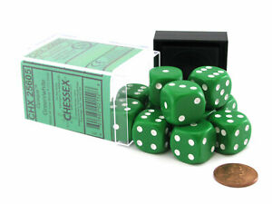Chessex Opaque Dice Block with Pips 12mm Green/white D6 (36 dice) [2]