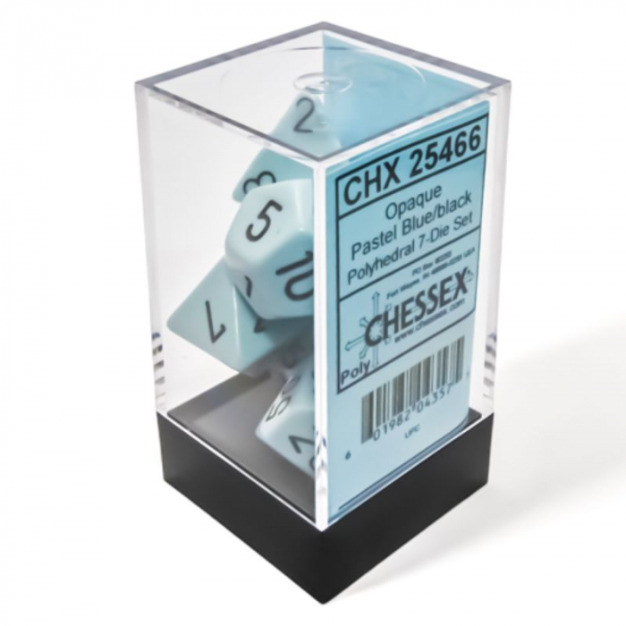 Chessex Opaque Polyhedral Dice Set Pastel Blue/black (7 dice) [3]