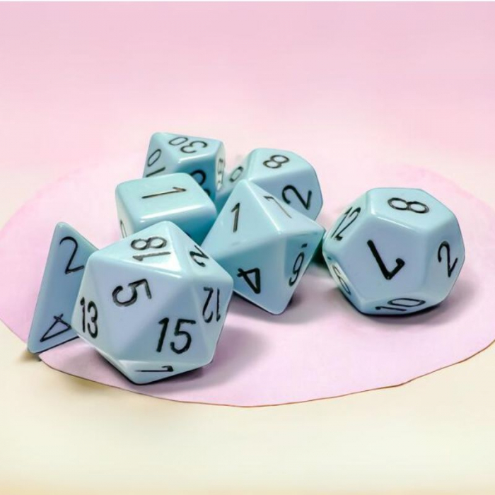 Chessex Opaque Polyhedral Dice Set Pastel Blue/black (7 dice) [2]