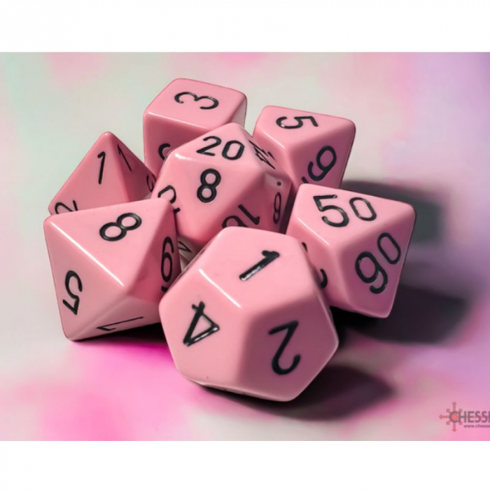 Chessex Opaque Polyhedral Dice Set Pastel Pink/black (7 dice) [2]