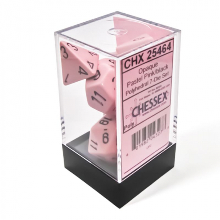 Chessex Opaque Polyhedral Dice Set Pastel Pink/black (7 dice) [3]