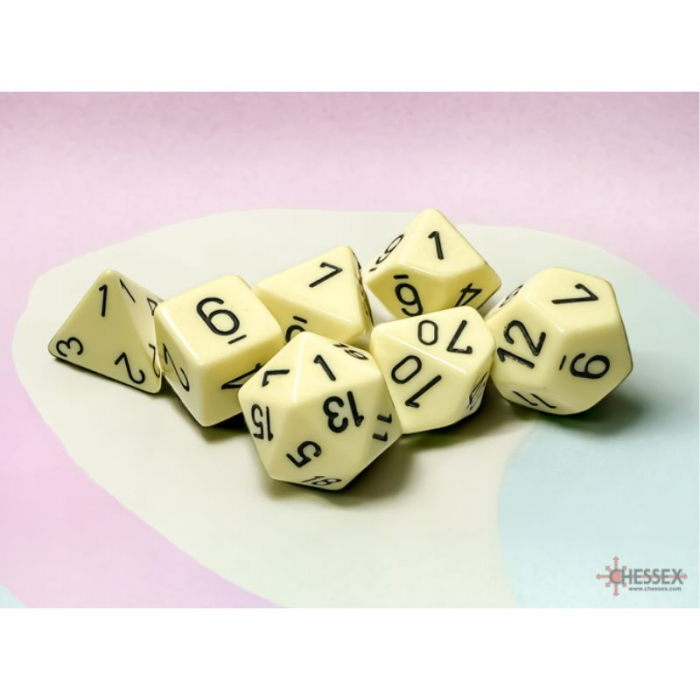 Chessex Opaque Polyhedral Dice Set Pastel Yellow/black (7 dice) [2]