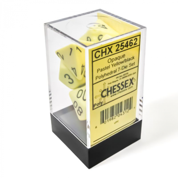 Chessex Opaque Polyhedral Dice Set Pastel Yellow/black (7 dice) [3]