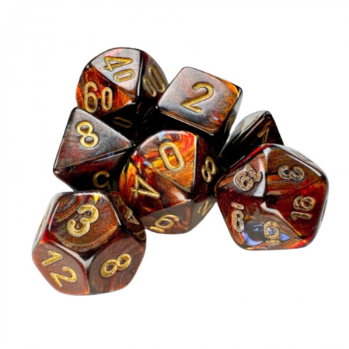Chessex Scarab Mini-Polyhedral Dice Set Blue Blood/gold (7 dice) [2]