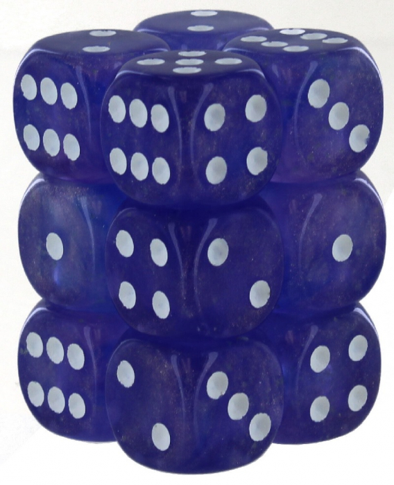 Chessex Borealis Dice Block 16mm Purple/white Luminary D6 (12 dice) [2]