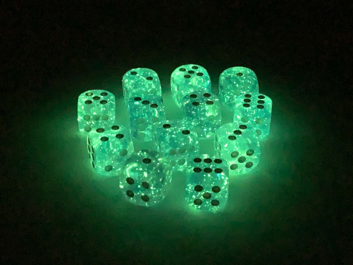 Chessex Borealis Dice Block 16mm Purple/white Luminary D6 (12 dice) [3]