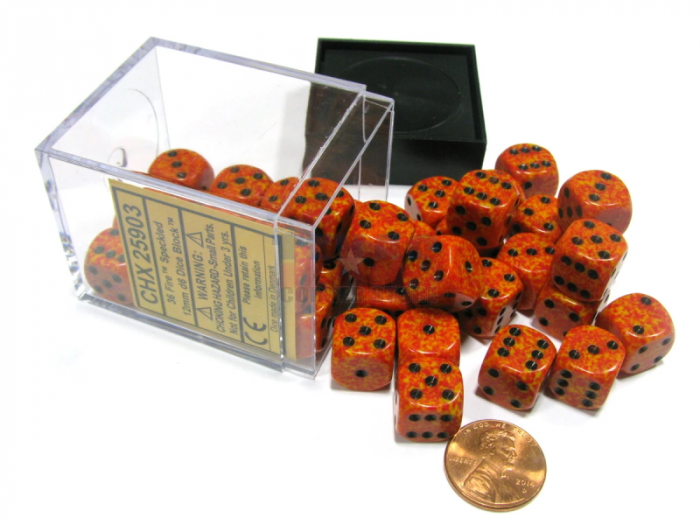 Chessex Speckled Dice Block with Pips 12mm Fire D6 (36 Dice) [3]