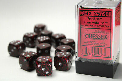 Chessex Speckled Dice Block with Pips 16mm Silver Volcano D6 (12 dice) [3]