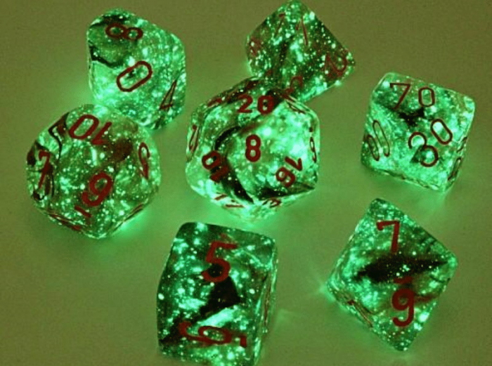Chessex Nebula Polyhedral Dice Set Matrix/orange Luminary (7 dice) [2]