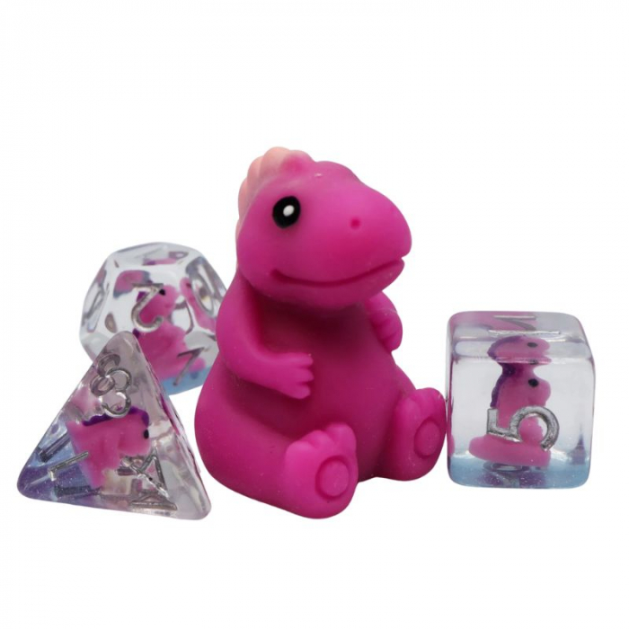 Foam Brain Dice Polyhedral Dice Set Pink T-Rex (7 dice) [2]