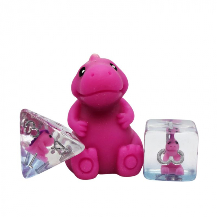 Foam Brain Dice Polyhedral Dice Set Pink T-Rex (7 dice) [3]