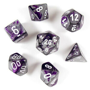 Chessex Gemini Polyhedral Dice Set Purple-Steel/white (7 dice) [2]