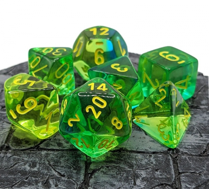 Chessex Gemini Polyhedral Translucent Dice Set Green-Teal/yellow (7 dice) [2]